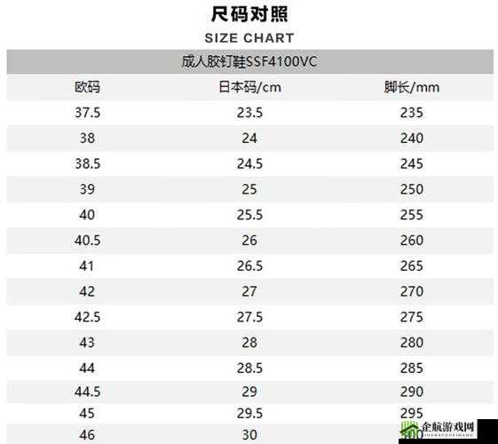 日本尺码和欧美尺码对照表及解析